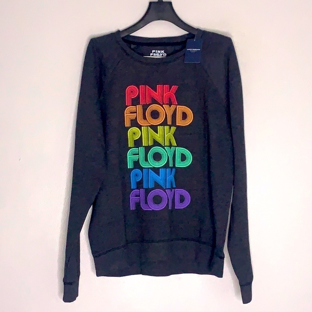 Lucky Brand Pink Floyd Rainbow Graphic crewneck long sleeve pullover top